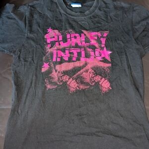 Hurley Black and Pink Graphic T-Shirt